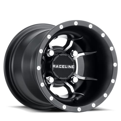 Raceline Wheels A77 MAMBA UTV/ATV Wheel Black Machined Finish 9x8" 4x115", -34.5 mm offset/(3.14"B/S) - color: BLACK w/MACHINED FACE, size: 9x8" inches, 4X115, -34.5/3.14"