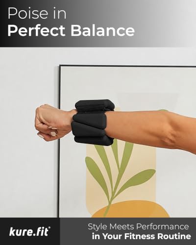 Pilates Wrist & Ankle Weights | Adjustable Weighted Bangles | 1/2/3LB Each - color: Black, size: 3 LB