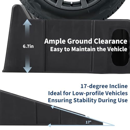 Heavy Duty Low Profile Vehicle Service Ramp – 12,000 LB Capacity Car Ramp for Oil Change & Maintenance, 6.7" Lift, Non-Slip Surface, Portable, 2-Pack – Ideal for Trucks, SUVs, Cars
