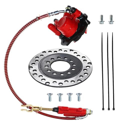 PRO BAT Rear Brake Master Cylinder Caliper With Disc Rotor Assembly - color: Red