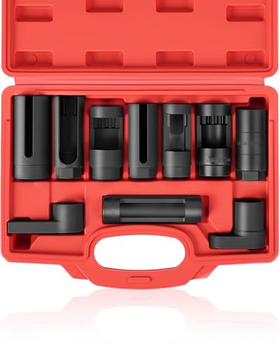DAYUAN 10Pcs Oxygen Sensor Socket Set Oil Pressure Sending Unit Removal Kit - size: 10Pcs-Red