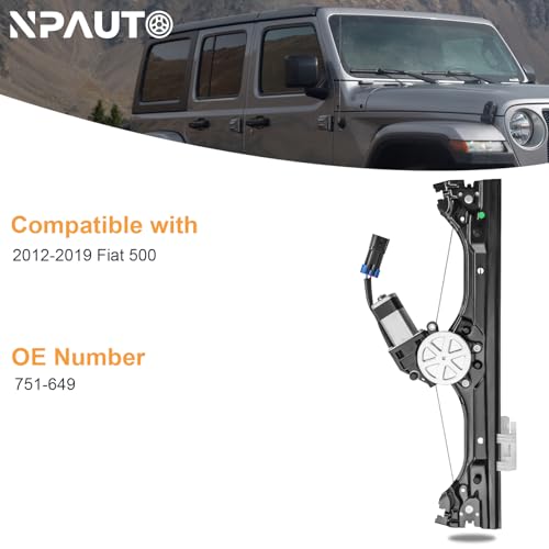 NPAUTO Front Right Passenger Side Power Window Regulator with Motor Replacement for Fiat 500 2012 2013 2014 2015 2016 2017 2018 2019, 751-649 - style: Front Passenger Side