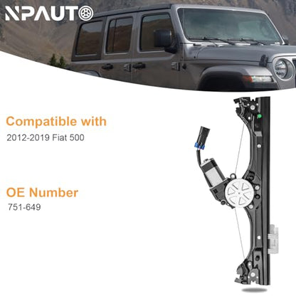 NPAUTO Front Right Passenger Side Power Window Regulator with Motor Replacement for Fiat 500 2012 2013 2014 2015 2016 2017 2018 2019, 751-649 - style: Front Passenger Side