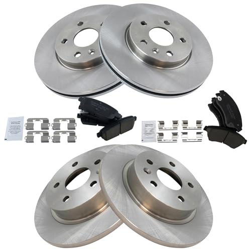 TRQ Front and Rear Brake Pad and Rotor Set Ceramic Vented Solid Rotors - style: BKA11949