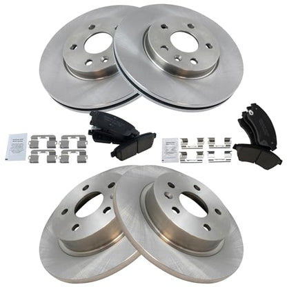 TRQ Front and Rear Brake Pad and Rotor Set Ceramic Vented Solid Rotors - style: BKA11949