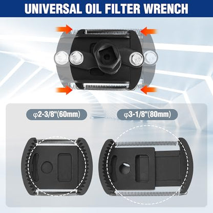 WORKPRO Universal Oil Filter Wrench (2-3/8 to 3-1/8") Adjustable with Auto-Clamp Spring, Oil Filter Removal Tool, Oil Filter Change Set, Ideal for Engine Filters, Conduit, & Fittings
