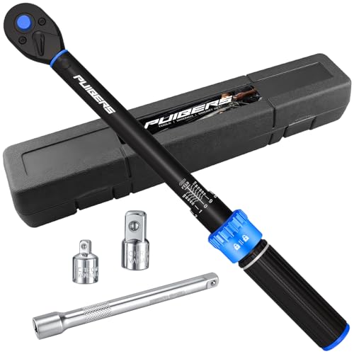 3/8'' Moto Torque Wrench Set 10-110 FT.LB/13.6-149.2 Nm, 72-Tooth Dual-Direction Adjustable Drive Click Torquimetro, Includes 5" Extension Bar & 1/2"/1/4" Adapters for Car/Moto Repair - size: 3/8" 10-110 FT.LB - 4 Pcs