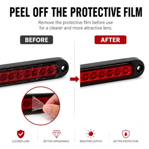 2 Pcs 10 Inch 15 LED Trailer Brake Tail Light Bar - color: Red Lens