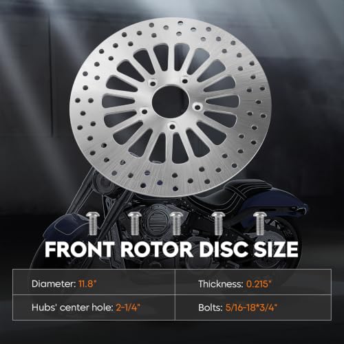 11.8" Silvery Front Brake Rotors Disc w/Bolts Fit for Harley Davidson Touring,for Road King/Electra Glide/Street Glide/Road Glide 2008-2022-1 PCS - size: 1 Front Rotor