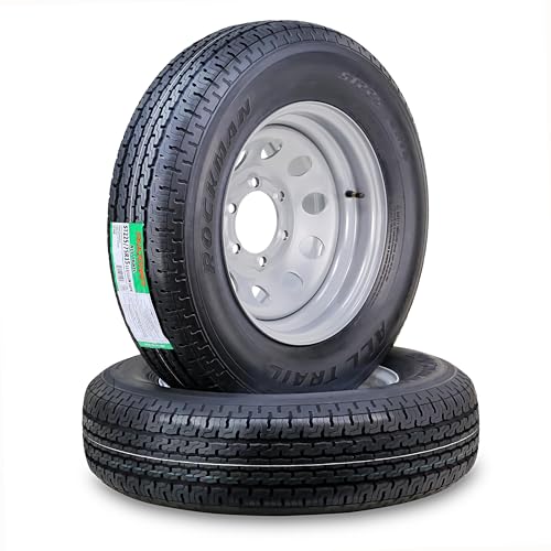 ROCKMAN Trailer Tire Wheel ST225/75R15 10PR E 117M 6X5.5 Silver Mod Rim,Pk2 - size: ST225/75R15 /6x5.5