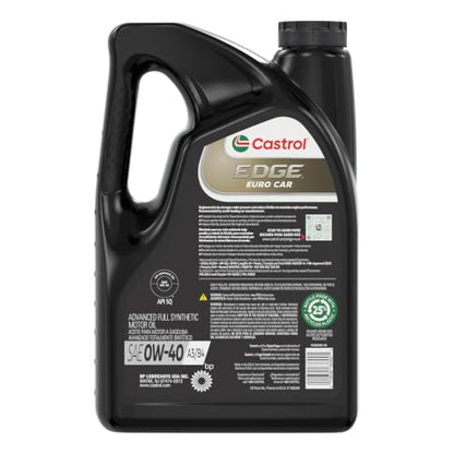 Castrol Edge Euro 0W-40 A3/B4 Advanced Full Synthetic Motor Oil, 5 Quarts - size: 5 Quart