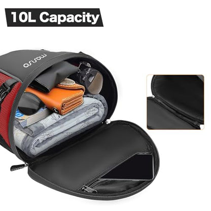MOSISO Motorcycle Tail Bag Waterproof Polyester Storage Saddle Bag,Red - color: Red