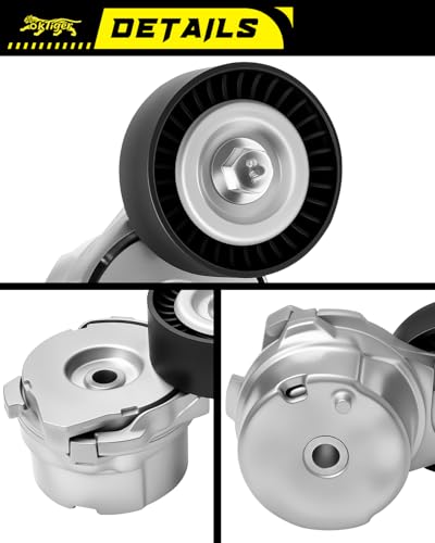 Oktiger 39298 Belt Tensioner Assembly with Pulley Fit for Ford F150 2011 2012 2013 2014 2015 2016 2017, Mustang 2011 2012 2015 2016 2017, 5.0L V8 Tensioner, OE # BR3E6B209HC, BR3Z6B209B, BR3Z6B209H - size: 39298