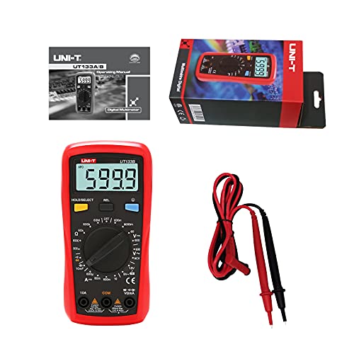 UNI-T Digital Multimeter Tester UT133B, AC DC Voltage Current Dmm Multimeter 6000 Counts NCV Measures Volt Amp Ohm Capacitance Continuity Buzzer Diode Test Battery Test, Palm Size Backlight Data Hold - size: UT133B