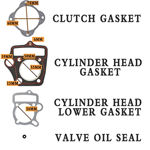 Gasket Kit Suit with 52.4mm Bore Cylinder Head for Chinese 110cc Engine ATV Dirt Bike Go Kart Quad 4 Wheeler Dune Buggy 1P52FMH (23 PCS)