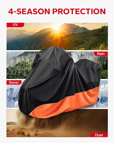 Amazicha Waterproof Motorcycle Cover with Side Top Box Fit for Harley Davidson Touring Street Glide Ultra Limited Road Glide Electra Glide Honda, 116"x 47" x 53" All‑Weather Outdoor Protection