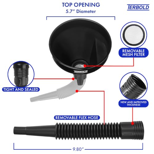 Automotive Flex Funnel with Hose - color: Black