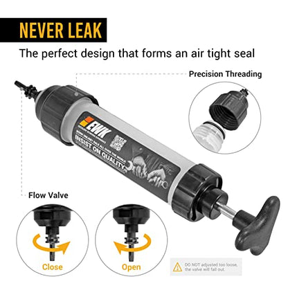 EWK 350cc Automotive Fluid Syringe Extractor with Hose for Car Fluid Extraction - size: 350 ML