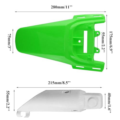 PRO BAT 7 PCs CRF50 Plastic Fender Kit with Fork Suspension Guard Cover - color: White, Green