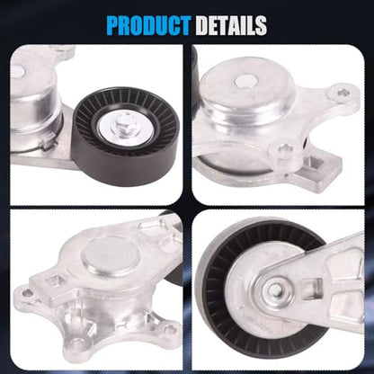 Belt Tensioner Assembly with Pulley Compatible with Ford Edge 3.5L V6 - size: BT4E-6B209-CC