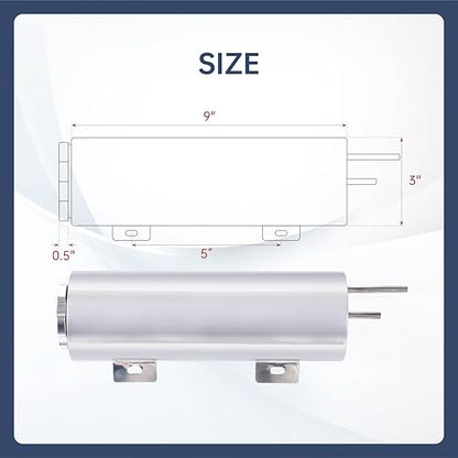 3‘’ x 9‘’ Inch Universal Radiator Coolant Overflow Puke Tank - size: 3" x 9"