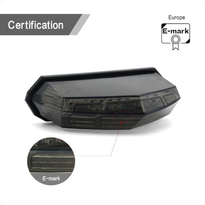 Universal Smoke Integrated Motorcycle 25 LED Tail Light with Turn Signal Position Brake-Stop Alert Function for Dirt Bike Buggy Chooper Cruiser ATV(Smoke/Stop Alert) - color: Smoke/Stop Alert