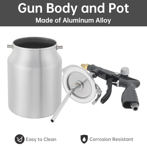 ChgImposs Undercoating Spray Gun Kit, 34 fl oz / 1 Liter Cup, Rust Proofing Gun for Truck Bed Liner, Car Underbody Coating, Rubberized Protective Spray Tool with Hoses (Grey) - color: Gray
