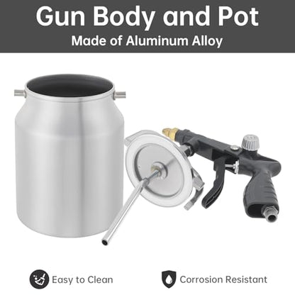 ChgImposs Undercoating Spray Gun Kit, 34 fl oz / 1 Liter Cup, Rust Proofing Gun for Truck Bed Liner, Car Underbody Coating, Rubberized Protective Spray Tool with Hoses (Grey) - color: Gray