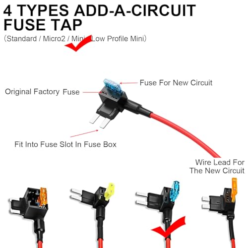 Gebildet 3pcs Small Double Head Fuse tap, Bypass Cable, Repair Fuel Pump Relay Bypass Cable with 4pcs Fuse (3/5/10/15Amp) and Extractor - style: ATS-double head