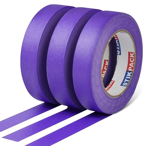 3 Rolls Premium Purple Painters Tape 0.94" x 55 Yards, Automotive Masking Tape, Paint Tape for Multi-Purpose, Painting, Painter's, DIY Crafts Arts Decoration Labeling No Residue, Easy Removal - color: purple