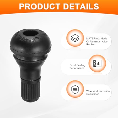 PATIKIL 1.4 Inch TR413 Tire Valve Stem, 5 Pack Universal Metal Rubber Snap-in Valve Stems for Cars Trucks Trailers ATVs Motorcycles, Black - size: 1.4"