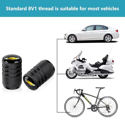 Tire Valve Stem Caps for Chevrolet Metal Car Wheel Air caps Auto Valve Stem Caps Accessories 4 Pcs Black - color: red-6907