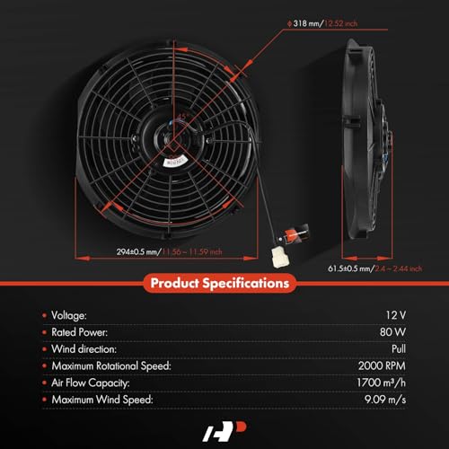 A-Premium 12'' 12 inch Slim Universal Electric Cooling Fan Assembly - style: 12 inch