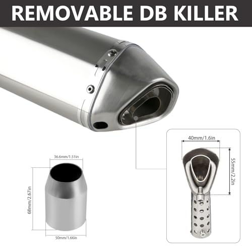 PACEWALKER Motorcycle Slip On Muffler, 1.5-2", 38-51mm Inlet, Titanium - size: Titanium