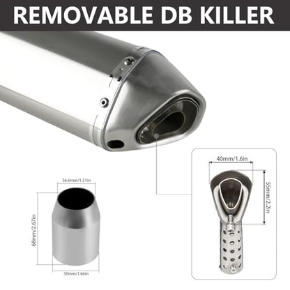 PACEWALKER Motorcycle Slip On Muffler, 1.5-2", 38-51mm Inlet, Titanium - size: Titanium