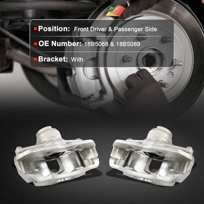 cciyu Front Left & Right Disc Brake Calipers Assembly 18B5068 18B5069 - size: Front[18B5068+18B5069]