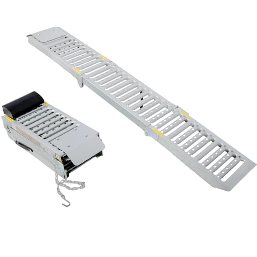 2 Sets Foldable Ferruginous Car Ramp, Lightweight and Portable Steel Ramp for Car Truck SUV Motorcycle ATV, 67.3''L x 10''W, Bearing Capacity of Expand 1000lbs, No Assembly
