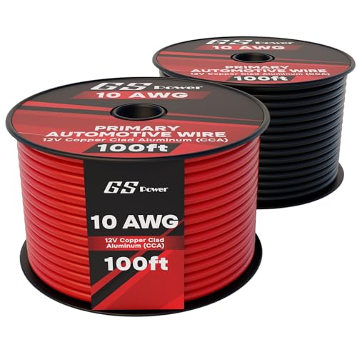 GS Power 10 Gauge Wire Automotive - 200ft CCA Primary 2 Spools - size: 10 Gauge-100 ft-Non-Bonded