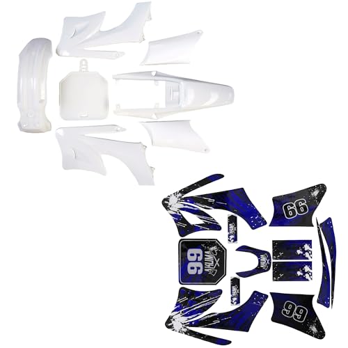 Dirt Bike Full Fender Fairing Kit with Graphics Decals for Apollo 110cc 125cc 150cc 200cc 250cc Models | Durable ABS Plastic Bodywork Set Motorcycle Pit Bike plastics (Blue) - color: Blue