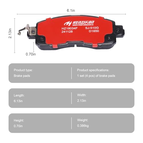 D1650 Front Ceramic Brake Pads Kit Fit For Nissan Altima 2013-2023, For Nissan LEAF 2014-2017 - style: HZ1650H