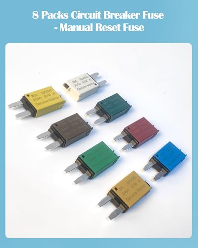 ATM Manual Resettable Fuse Low Profile Mini Blade Fuses 5A 6A 7.5A 10A 15A 20A 25A 30A Amp Automotive Circuit Breaker Fuses Reset Fuses Assortment Kit Boat Marine RV Car Truc DC 12V 28 Volts - style: Manual-Mixed set