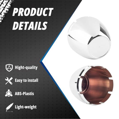 4 Pack Wheel Center Caps Kit for 2.75" 2-3/4", OD 72.5 mm / 2.85 inch ID 70 mm / 2.75 inch hub caps, Snap-in Black ABS-Plastic Rim Covers - color: chome