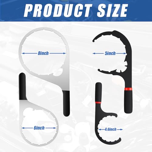 4 Pcs Fuel Filter Wrench 4.6'' & 5'' & 6'' & 8'' Black - color: Black, size: 4.6'' & 5'' & 6'' & 8''