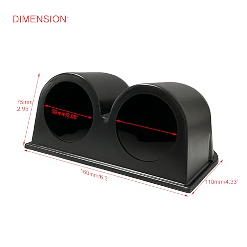 Black Universal 2" 52mm Double 2 Hole Dash Gauge Console Dashboard Pod Holder - size: 2 holes