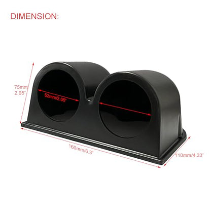 Black Universal 2" 52mm Double 2 Hole Dash Gauge Console Dashboard Pod Holder - size: 2 holes