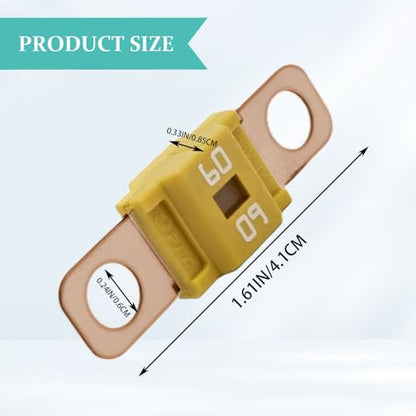 3PCS AMI/Midi Fuse, High Current 60A, Bolt-on Fuse Universal for Cars, Trucks, Construction Vehicles, Agricultural Machinery, Caravans, Passenger Cars, Electrocar Golf Cart (60A) - color: 60A