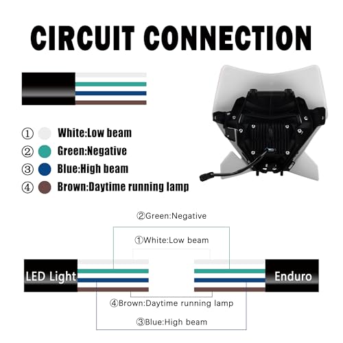Dirt Bike LED Headlight,Motorcycle Elliptical Headlamp Supermoto Fairing For TC FE TE EXC XCW SXF SX 125 250 300 350 450 500 530 SMC R 690 2024 White - color: White
