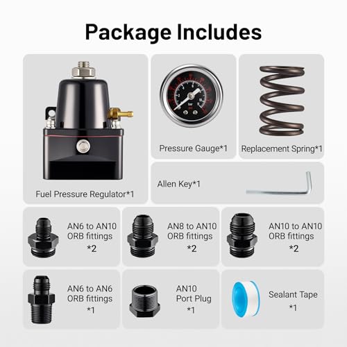 EVIL ENERGY Fuel Pressure Regulator 6AN EFI Bypass Return Adjustable (20-75PSI, 75-120PSI) Bundle with Oil Catch Can Kit