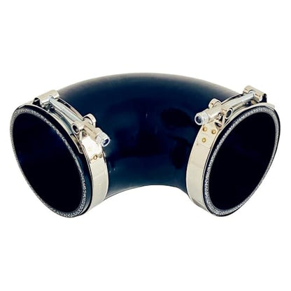 4.5" ID 90 Degree Elbow Silicone Coupler Hose with Clamps Black - color: Black, size: 4.5" (114mm)