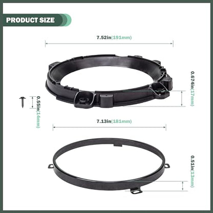 7 Inch Round Headlight Mounting Retaining Bracket Ring with Headlight Metal Ring Fit for 1997-2006 Jeep Wrangler TJ, 1 Pair, Left & Right, Black - color: TJ, Kit